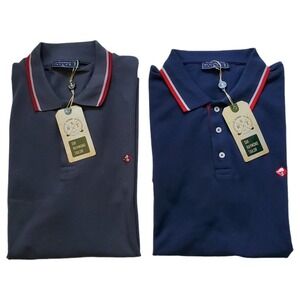 2 pieces Sir Raymond Tailor Golf Polo Shirt Red Trim Short Sleeve Casual Size XL